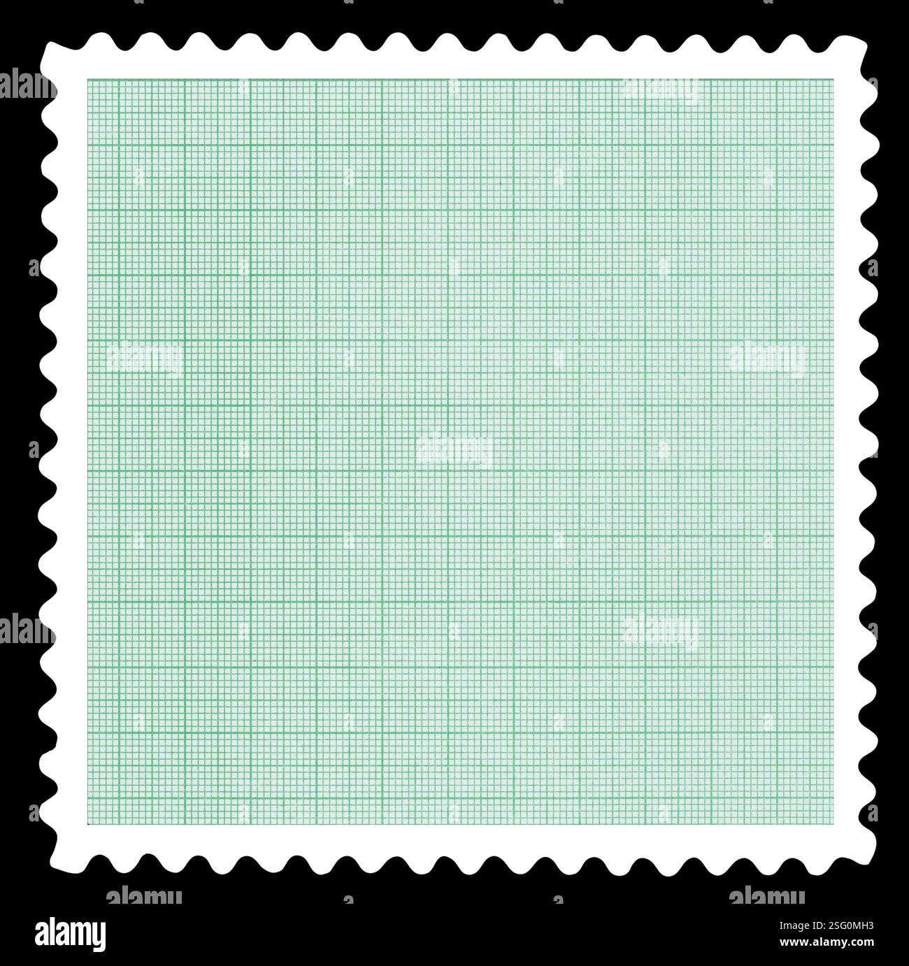 Timbre-poste vierge avec du papier millimétré - isolé sur fond noir Banque D'Images
