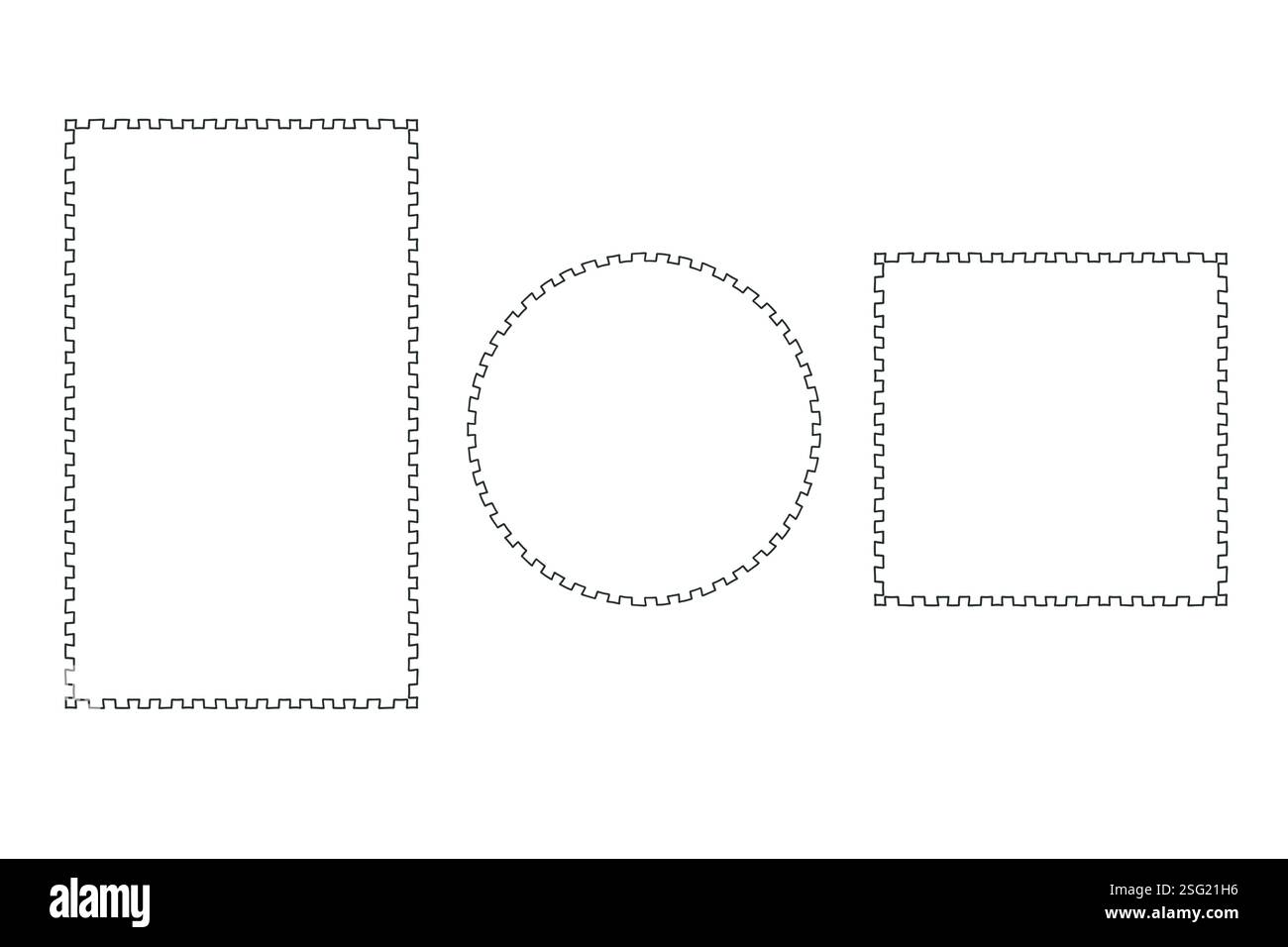 Ensemble de contours de cadres. Collection décorative dessinée à la main de bordures de coup de pinceau doodle, ligne zigzag, cercle, carré, formes rectangulaires pour cartes de visite Illustration de Vecteur