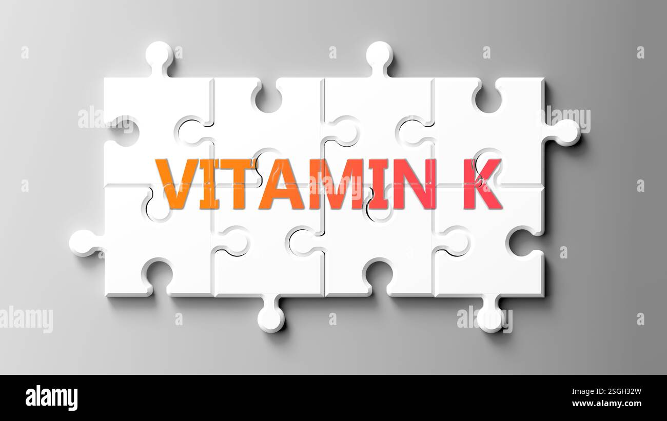 La vitamine K en tant que sujet complexe, lié à des sujets importants se répandant comme un nuage de mots. Banque D'Images