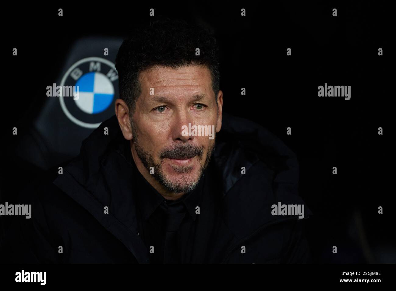 MADRID, ESPAGNE - 08 FÉVRIER : Diego Pablo Simeone, manager de l'Atletico de Madrid lors du match de LaLiga entre le Real Madrid CF et l'Atletico de Madrid Banque D'Images