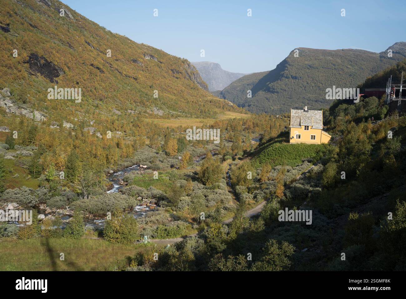 La vue depuis le train Flamsbana à la gare de myrdal Banque D'Images