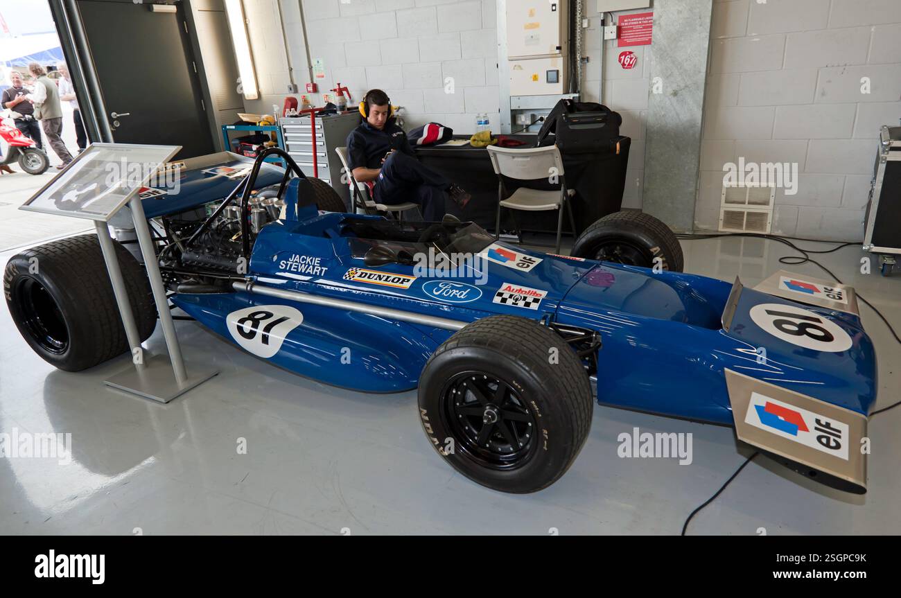Vue de côté de Jackie Stewarts 1970 mars 701, voiture de formule 1 dans laquelle il remporte le Grand Prix d'Espagne. Banque D'Images