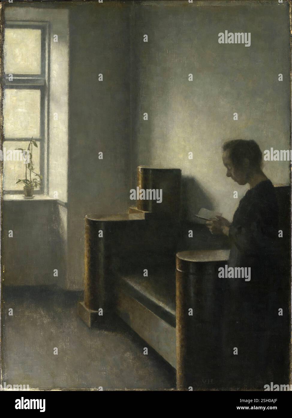 Intérieur avec la femme de l'artiste. Vilhelm Hammershøi. 1910. Banque D'Images