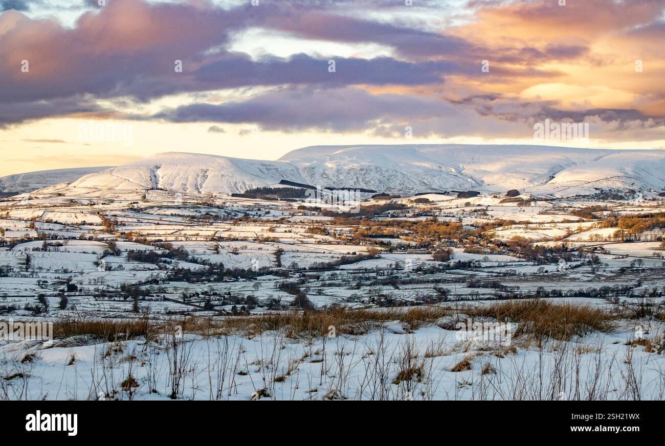 Neige sur les Bowland Fells, près de Preston, Lancashire, Royaume-Uni. Banque D'Images
