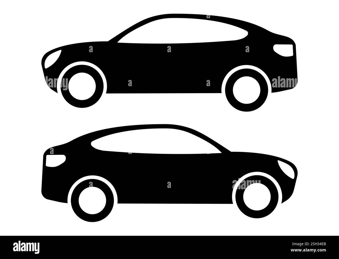 Deux silhouettes de voiture noires sur un fond blanc. Illustration vectorielle. Illustration de Vecteur