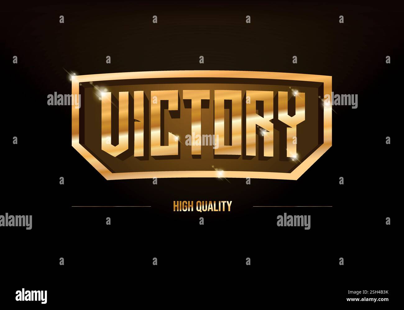 Ailes de victoire en or, badge vectoriel de prix de jeu, signe de succès de luxe de réalisation de niveau supérieur Illustration de Vecteur