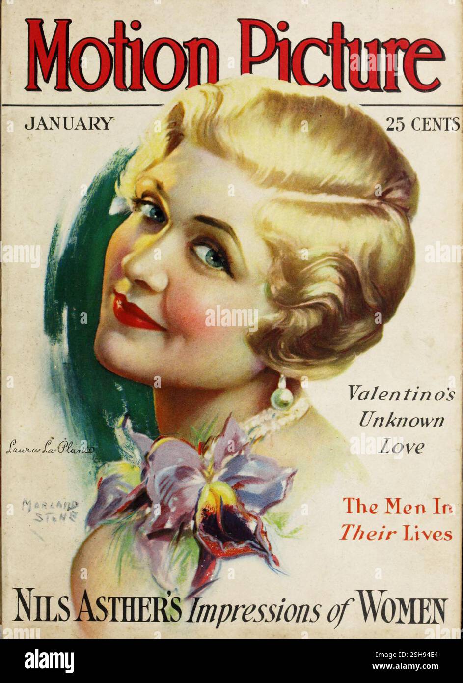 1930 Jan Motion Picture magazine couverture feat. Laura la plante actrice américaine Banque D'Images