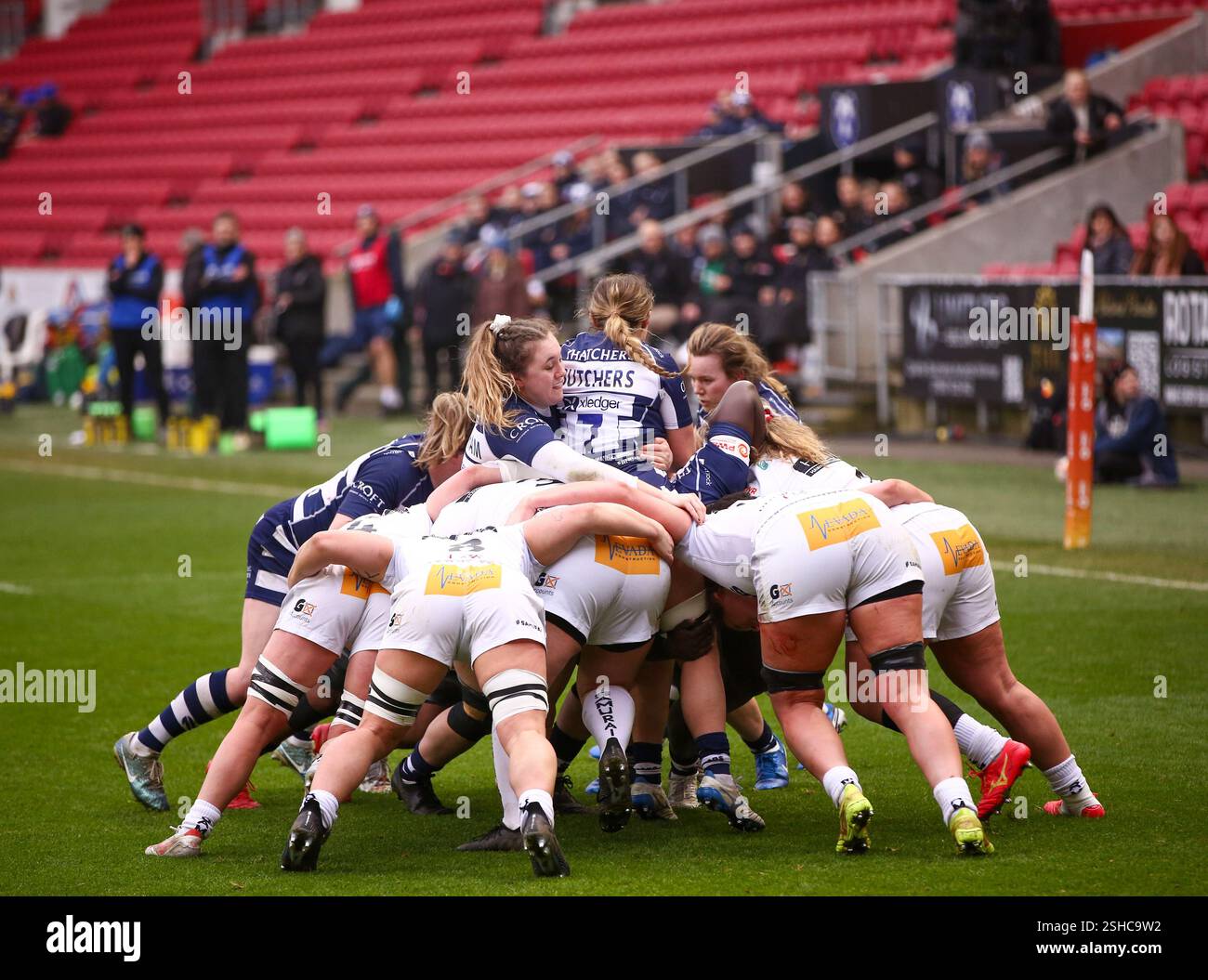 Bristol, Royaume-Uni. 08th Feb, 2025. Bristol, Angleterre, 8 février 2025 Bristol approche de la ligne d'essai lors du match de rugby Premiership Womens entre Bristol Bears Women et Exeter Cheifs à Ashton Gate à Bristol, Angleterre (B. East/SPP) crédit : photo de presse sportive SPP. /Alamy Live News Banque D'Images