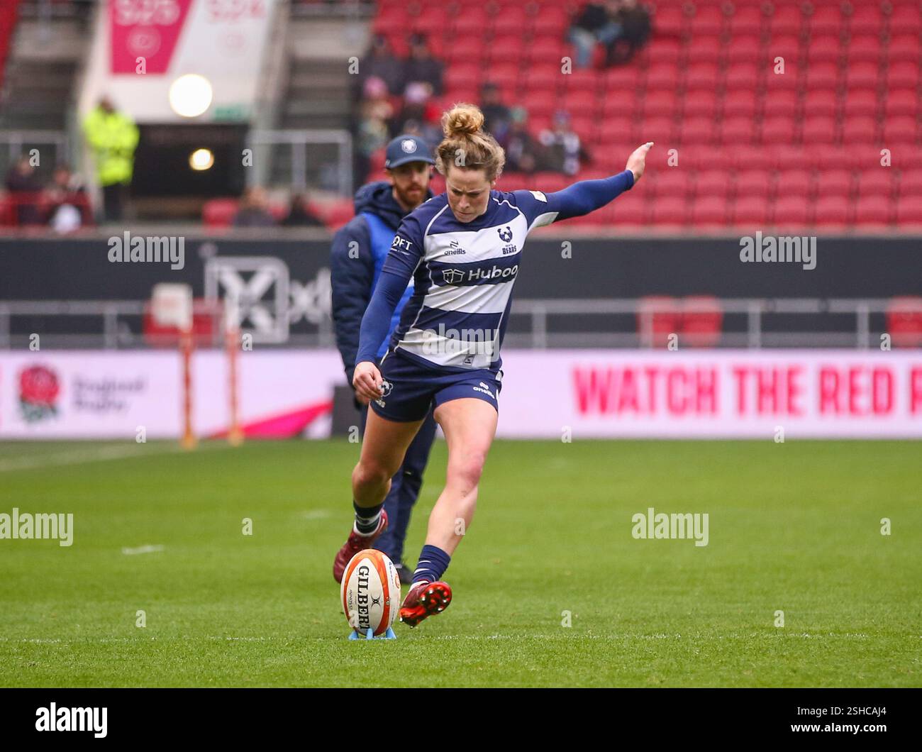 Bristol, Royaume-Uni. 08th Feb, 2025. Bristol, Angleterre, 8 février 2025 Amber Reed (Bristol) avec le coup de pied de conversion lors du match de rugby Premiership Womens entre Bristol Bears Women et Exeter Cheifs à Ashton Gate à Bristol, Angleterre (B.. East/SPP) crédit : photo de presse sportive SPP. /Alamy Live News Banque D'Images