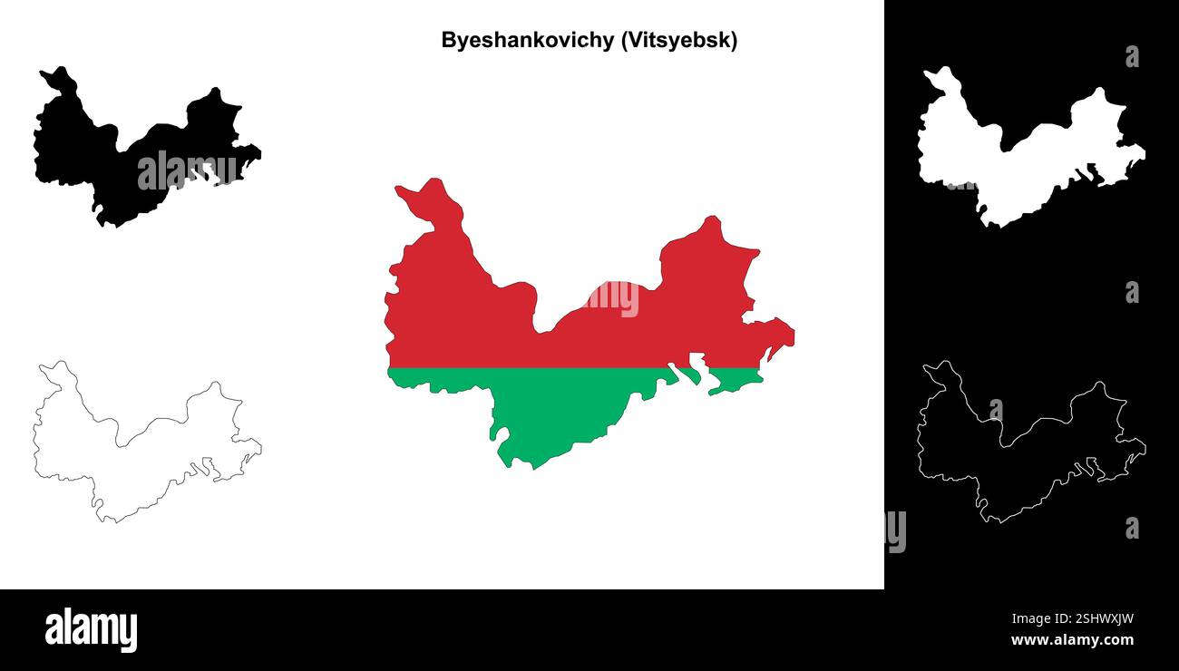 Jeu de cartes de contour du district de Byeshankovichy Illustration de Vecteur