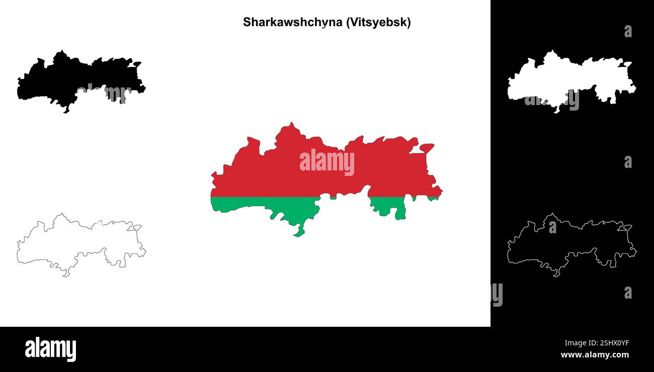 Ensemble de cartes de contour du district de Sharkawshchyna Illustration de Vecteur