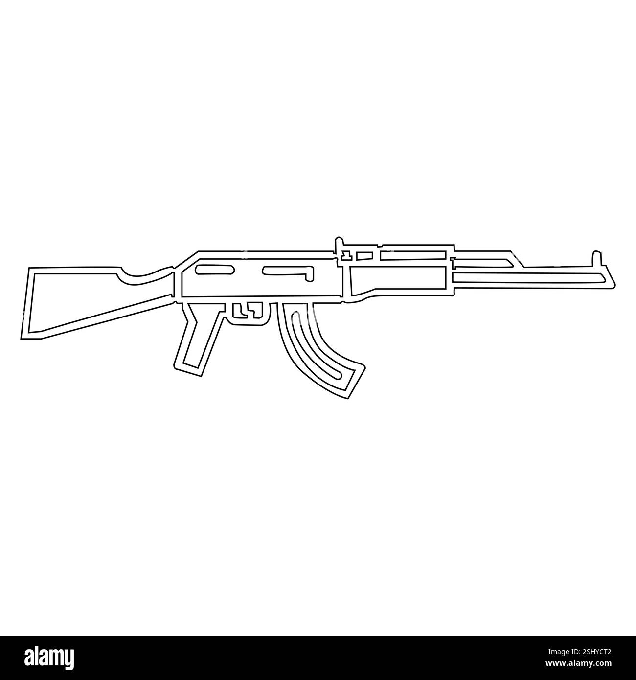 AK-47 Rifle Line Art Design Illustration de Vecteur