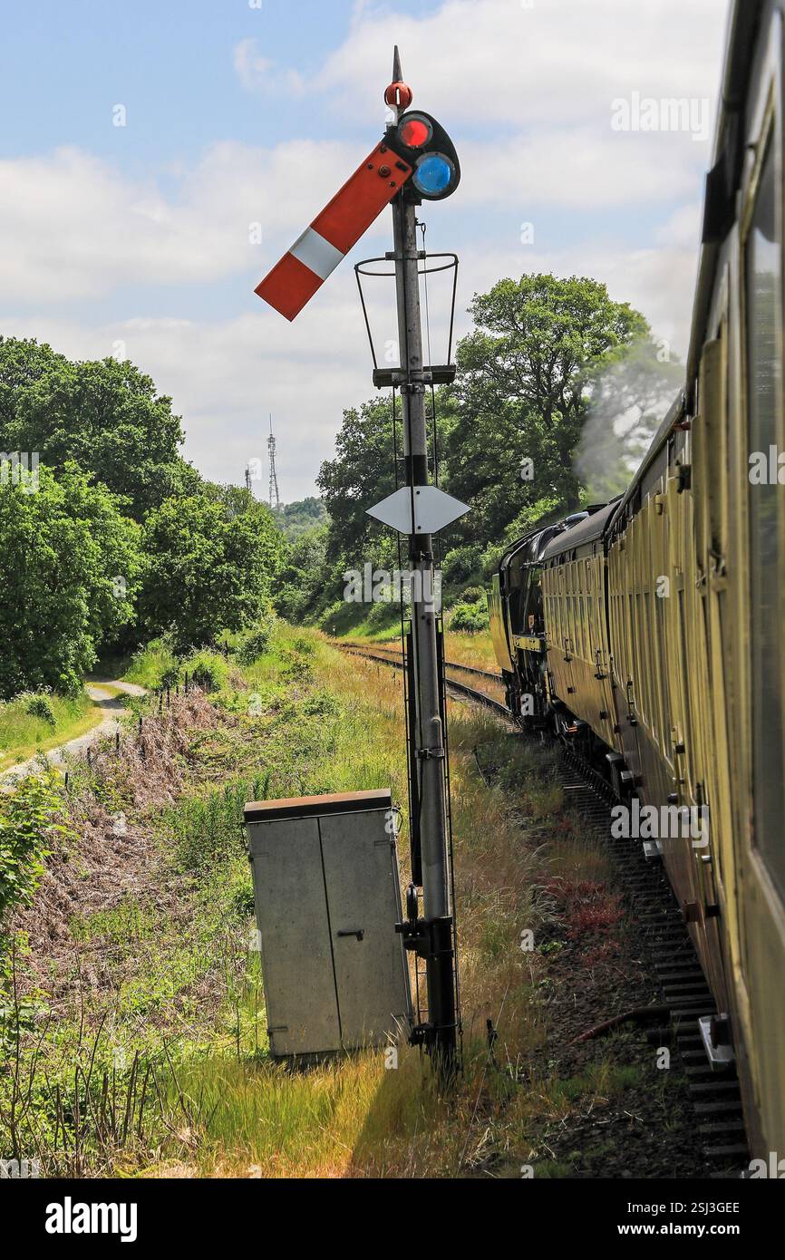 Vue depuis un wagon de chemin de fer sur le chemin de fer de la vallée de Severn, Bridgnorth, Shropshire, Angleterre, Royaume-Uni Banque D'Images