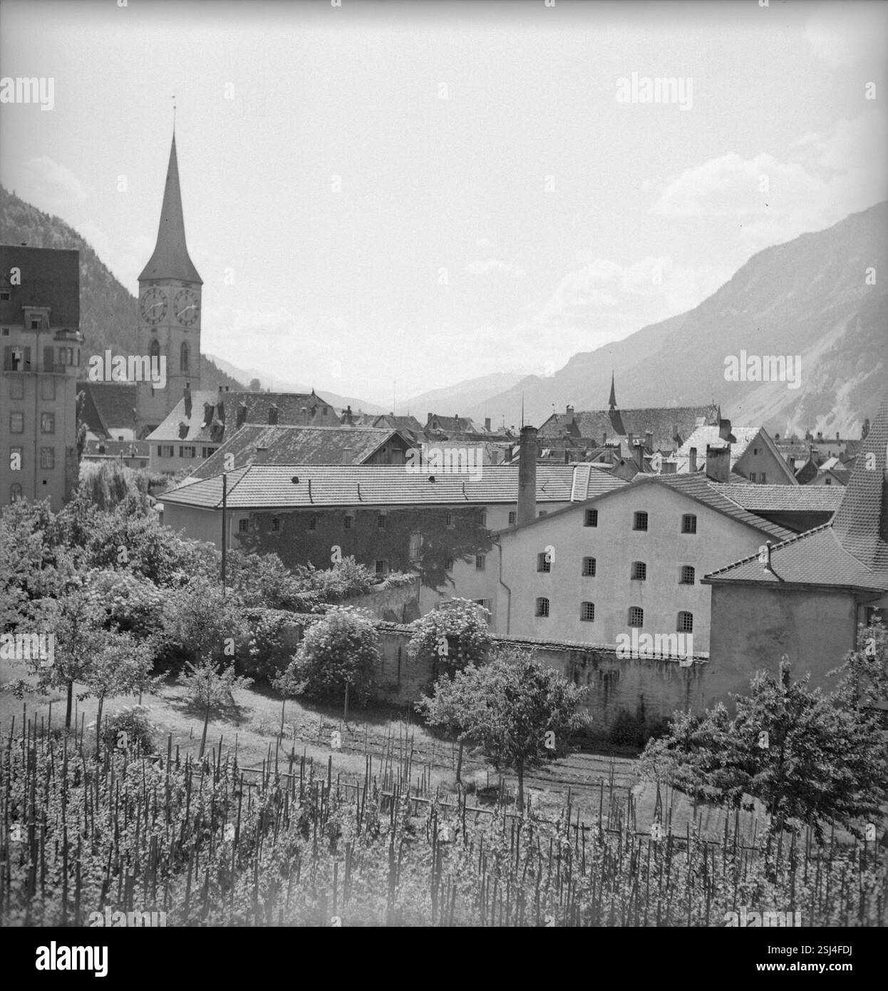--- Chur : Sennhof, composé Martinskirche ; 1958#Chur : Sennhof, composé Martinskirche ; 1958 Banque D'Images