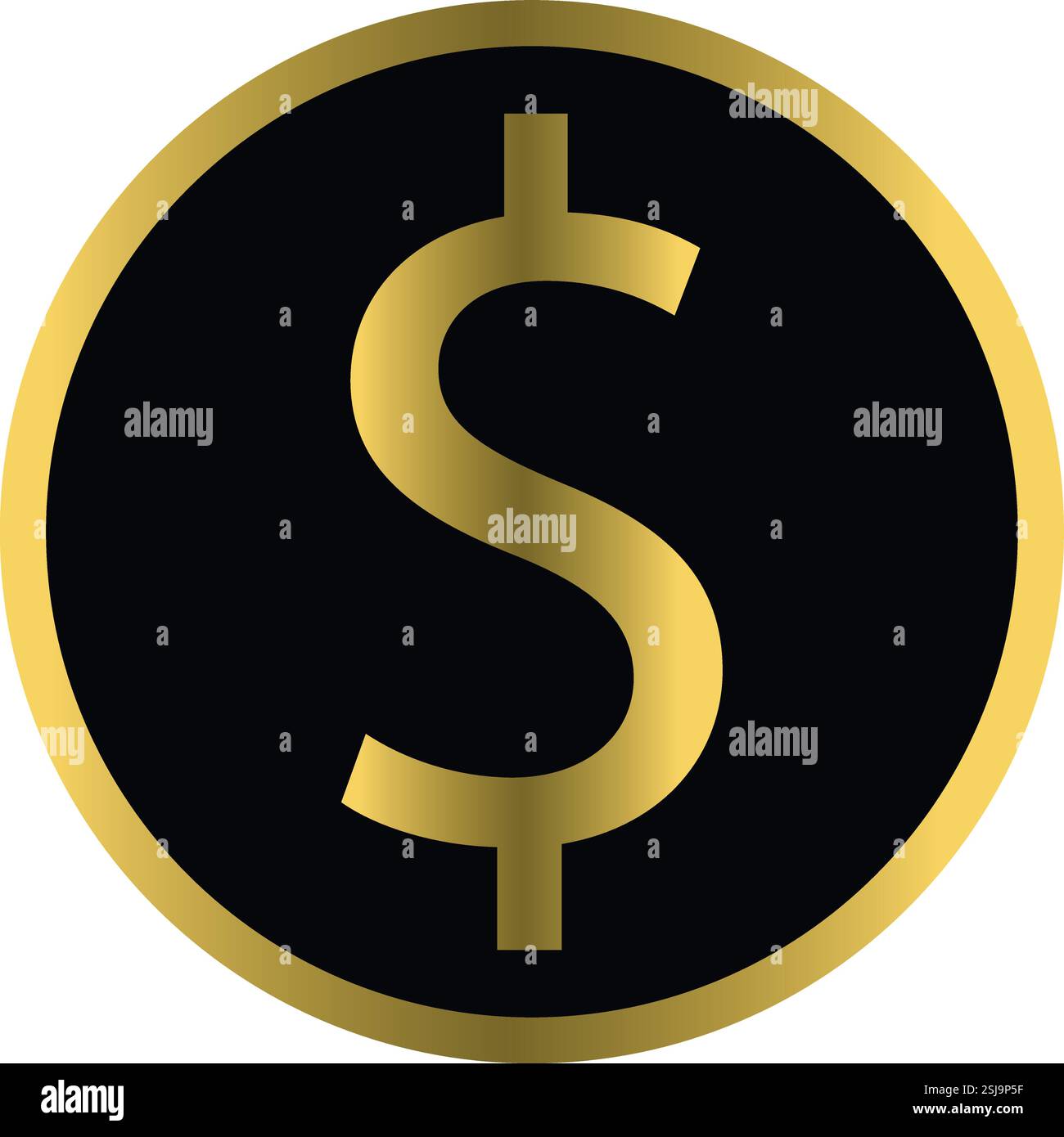 Conception vectorielle d'icône dollar de couleur or Illustration de Vecteur