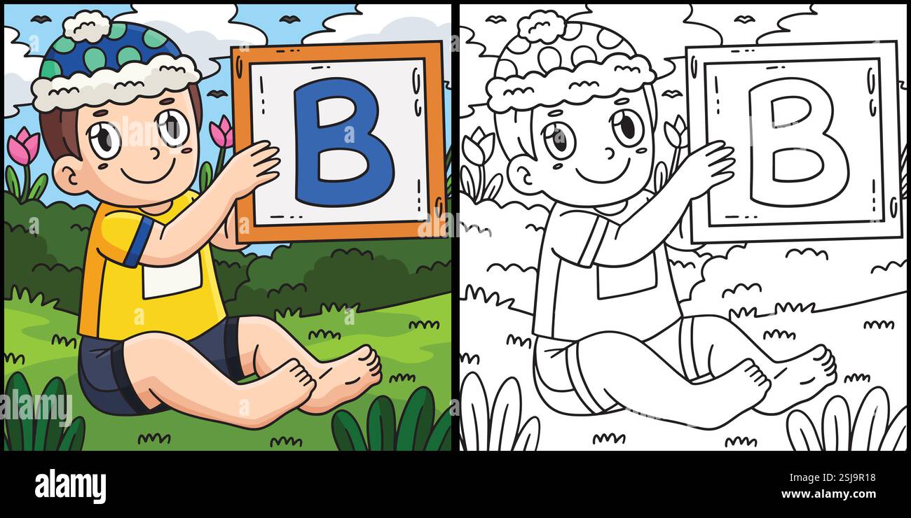 Baby Shower Baby tenant lettre B illustration Illustration de Vecteur