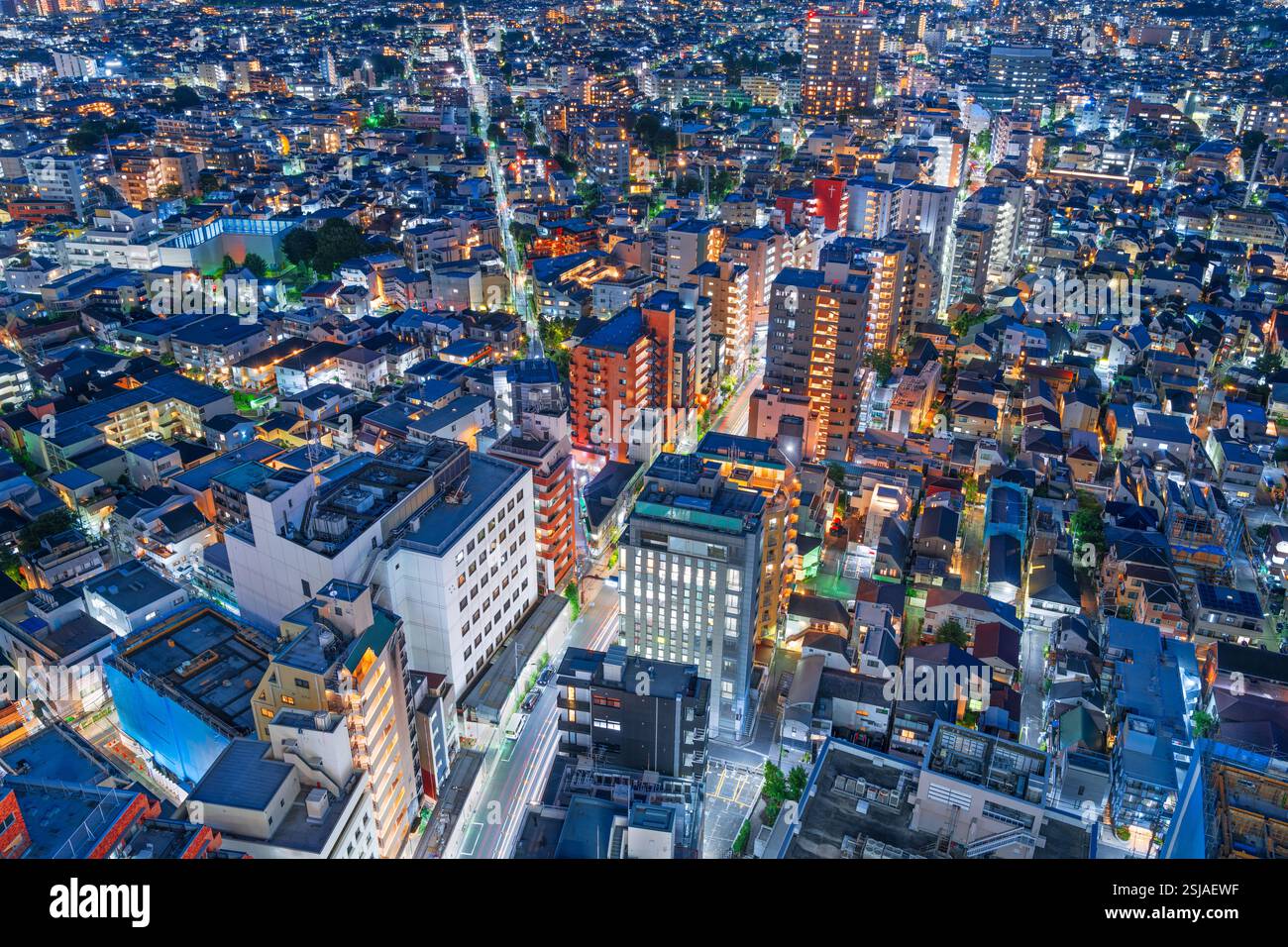Tokyo, Japon quartier financier paysage urbain de la région de Setagaya la nuit. Banque D'Images