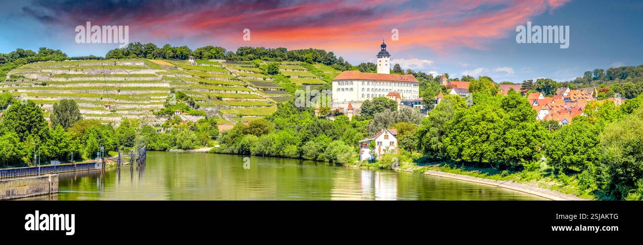 Vue sur Gundelsheim, Allemagne Banque D'Images