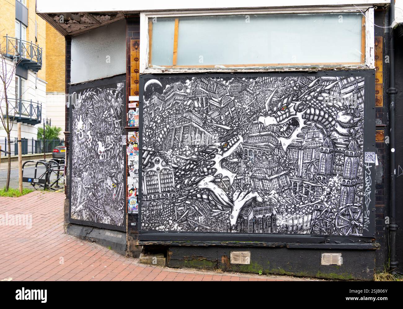Murale sur un ancien bâtiment à Brighton, ville de Brighton et Hove, East Sussex, Angleterre Banque D'Images
