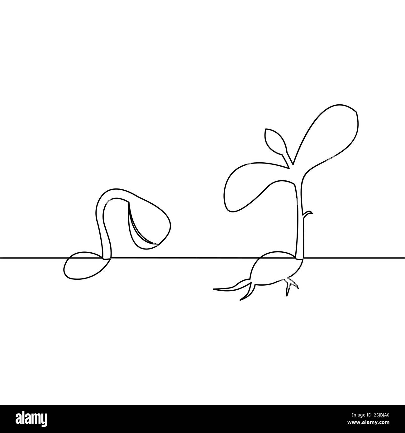L'art à ligne unique de plante de croissance est une œuvre d'art créative et moderne qui exprime le développement de la vie et de la beauté naturelle à travers des lignes simples. Illustration de Vecteur