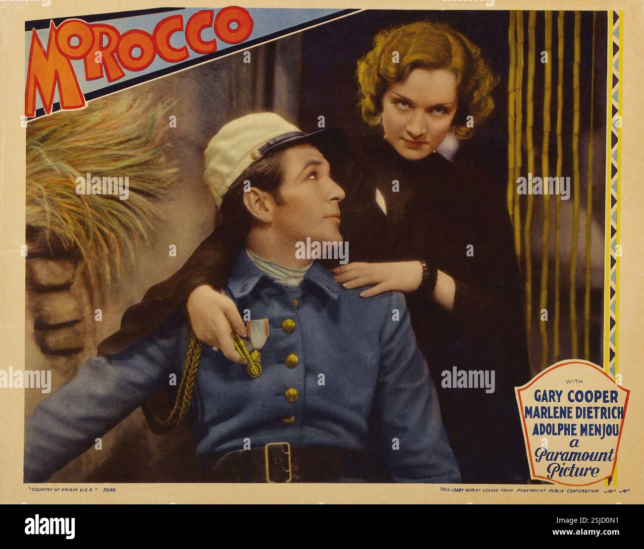 Maroc année : 1930 USA réalisateur : Josef von Sternberg Marlene Dietrich, Gary Cooper Lobbycard Banque D'Images