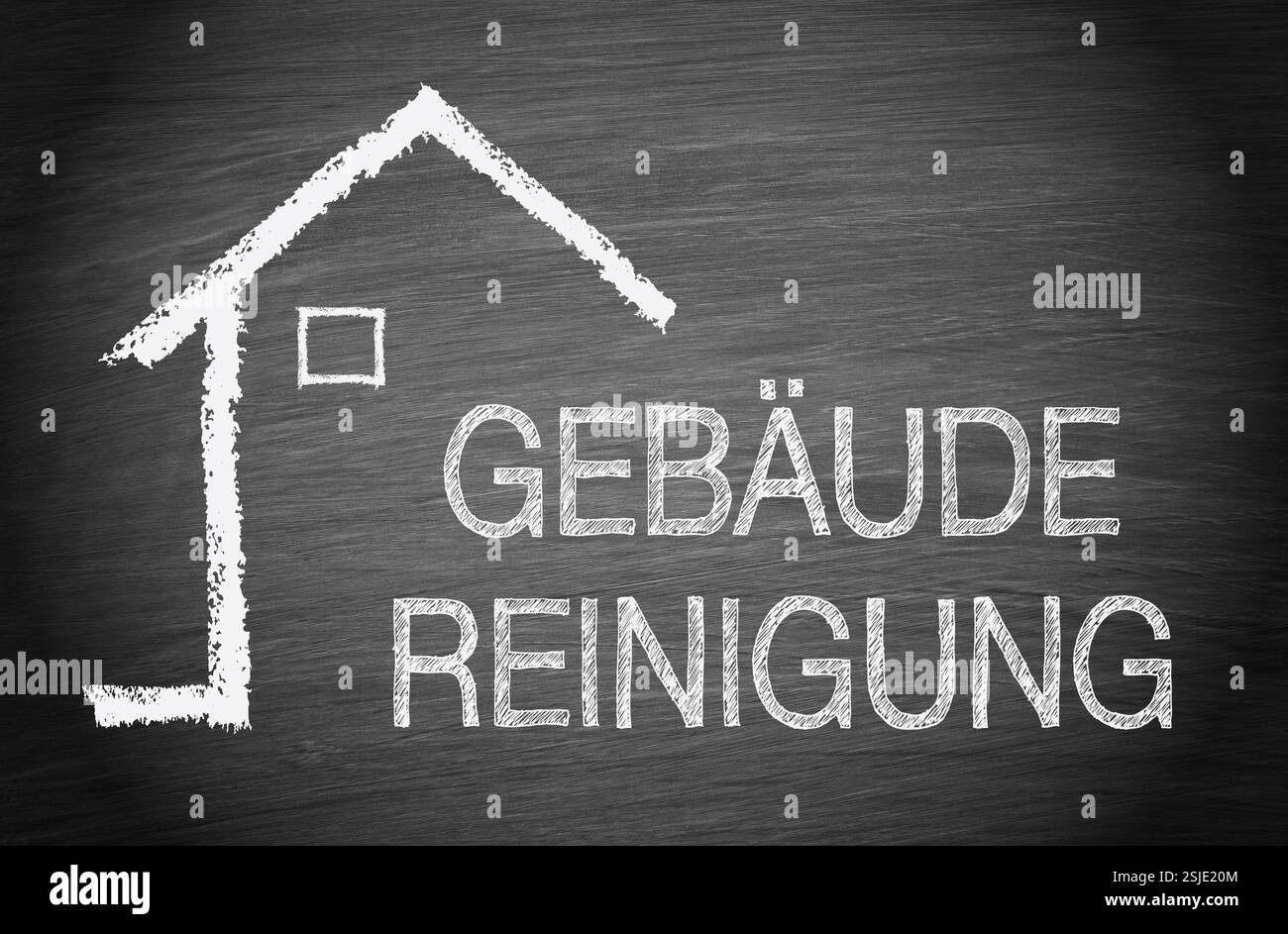 Nettoyage de bâtiment avec symbole de maison Banque D'Images