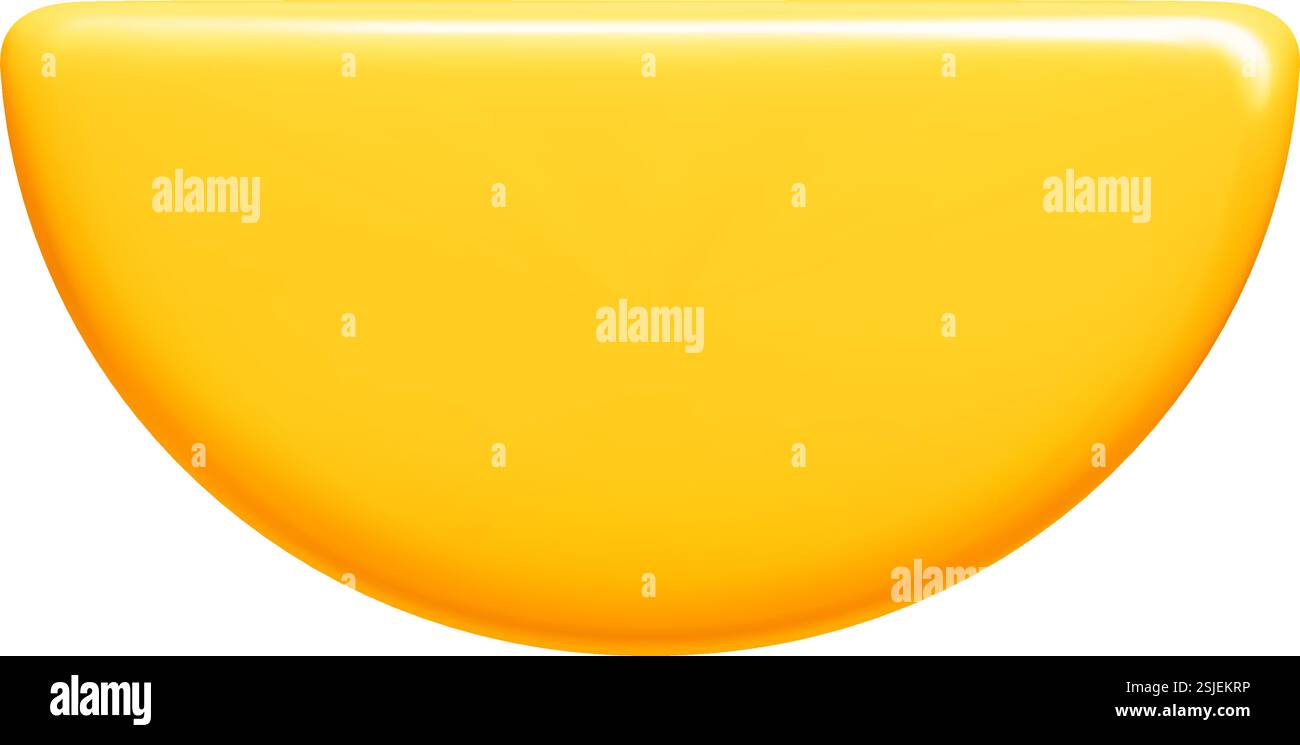 Bannière jaune de légende 3D en forme de demi-cercle avec des bords arrondis brillants. Illustration de Vecteur