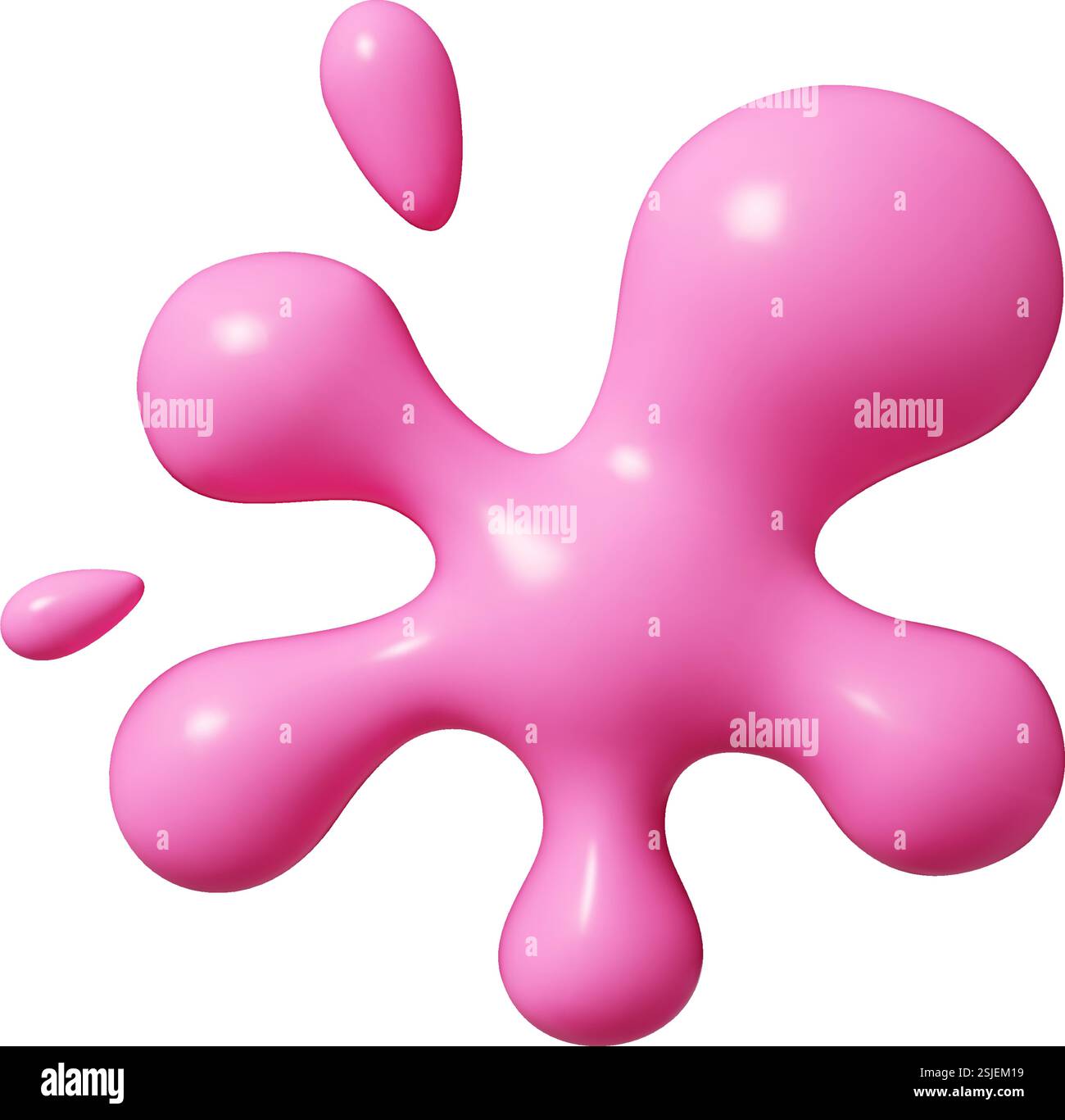 Forme abstraite 3d liquide rose avec des bords courbes lisses et des gouttelettes de blob dispersées. Elément de conception vectorielle Illustration de Vecteur