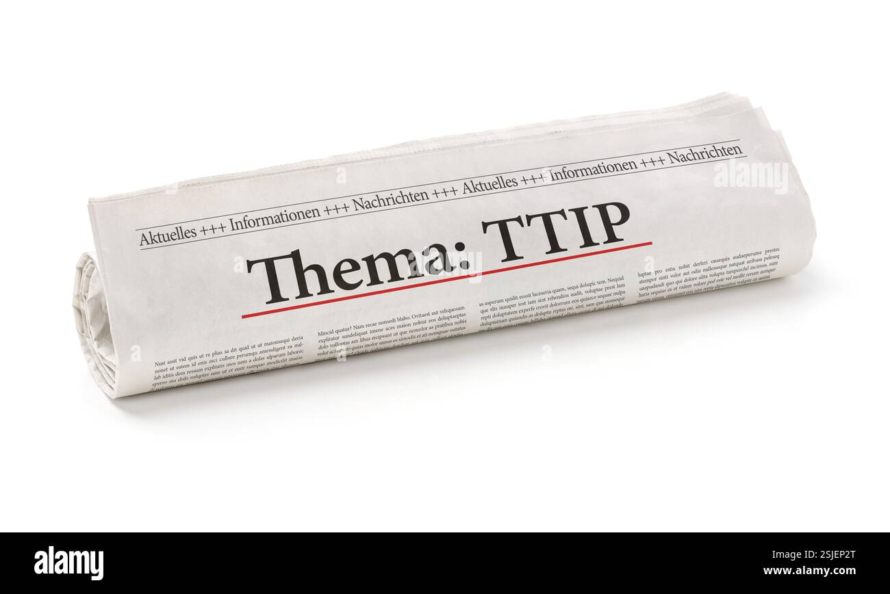 Rouleau de journal avec le titre TTIP Banque D'Images