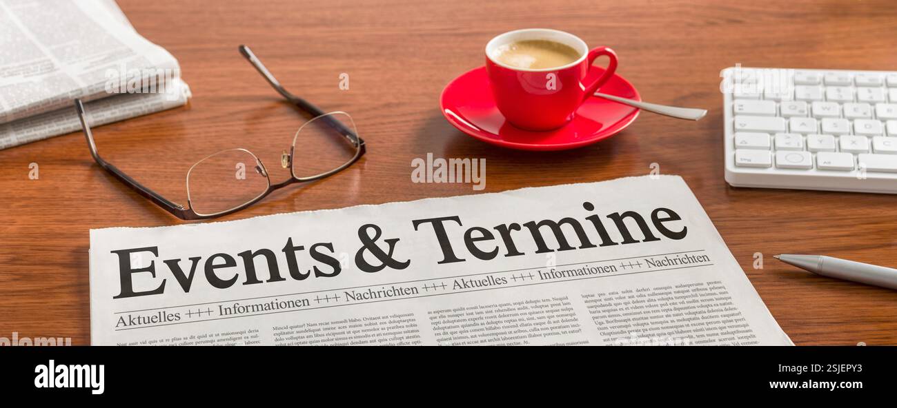 Journal sur le bureau - événements et dates Banque D'Images