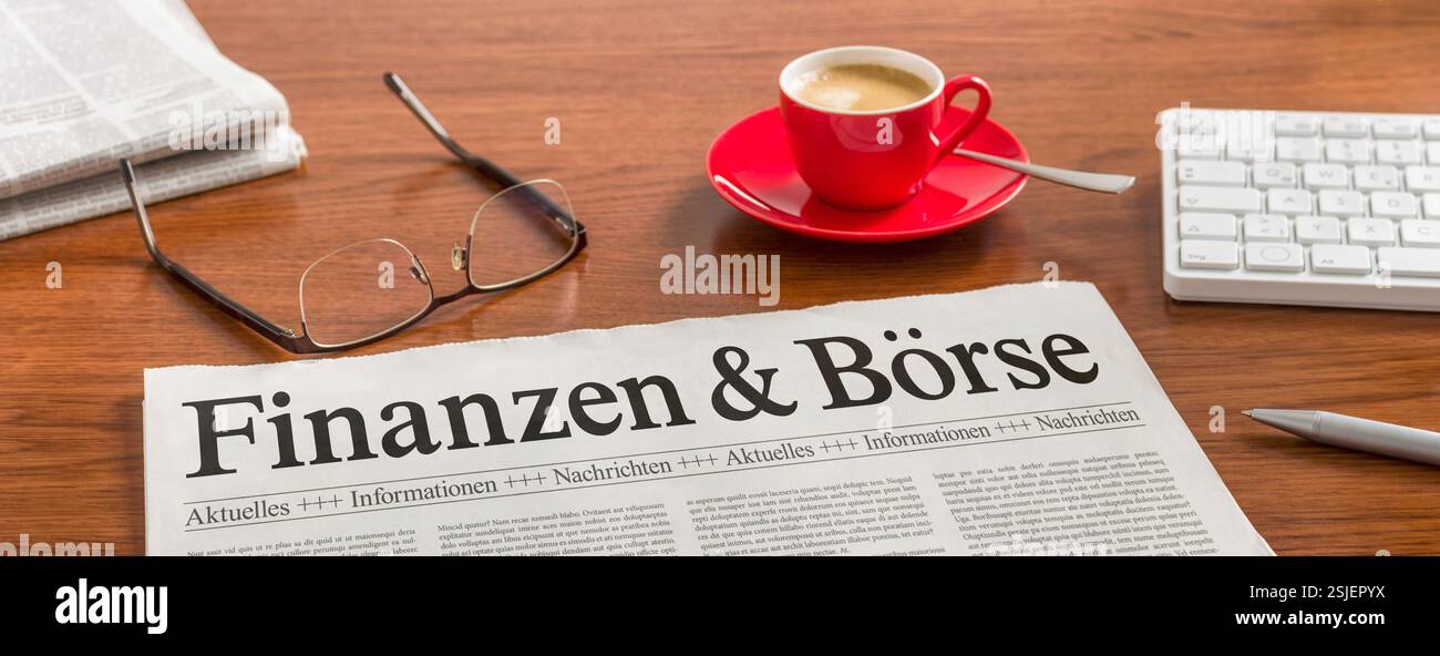 Journal sur le bureau - Finance et marché boursier Banque D'Images