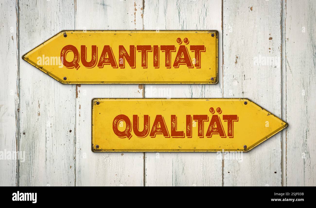 Panneaux indicateurs - quantité ou qualité Banque D'Images