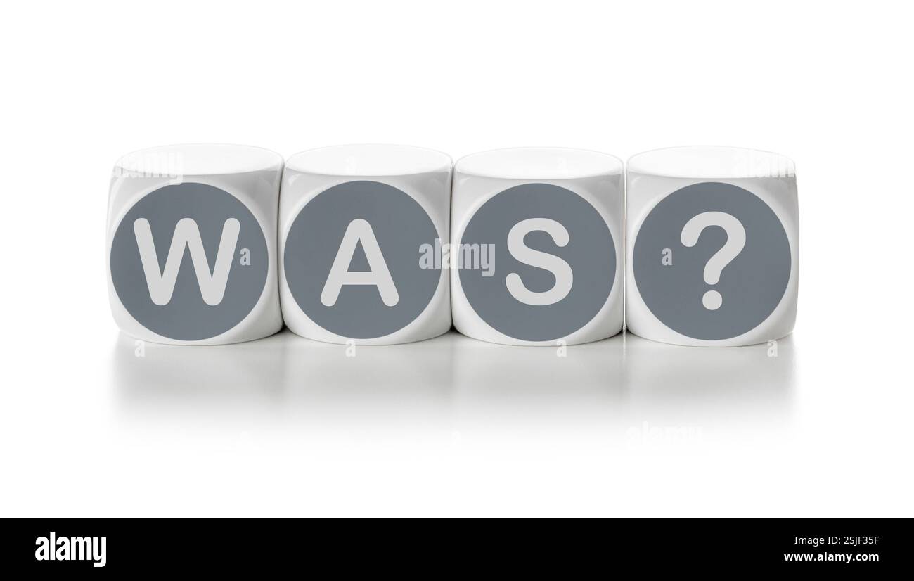 Cubes de lettres sur un fond blanc - quoi Banque D'Images