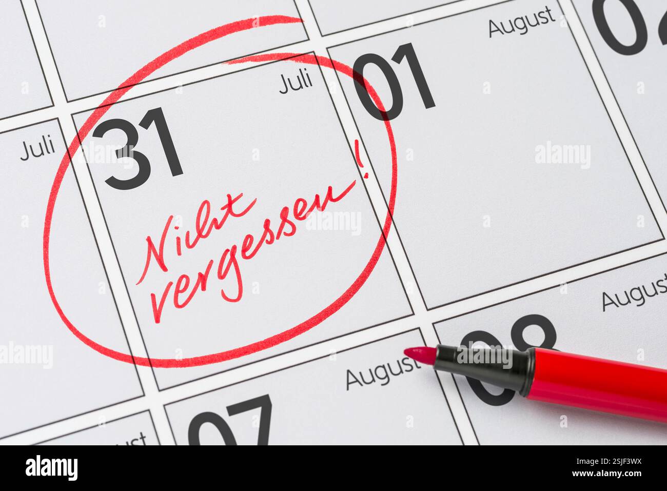 Calendrier - juillet 31 Banque D'Images