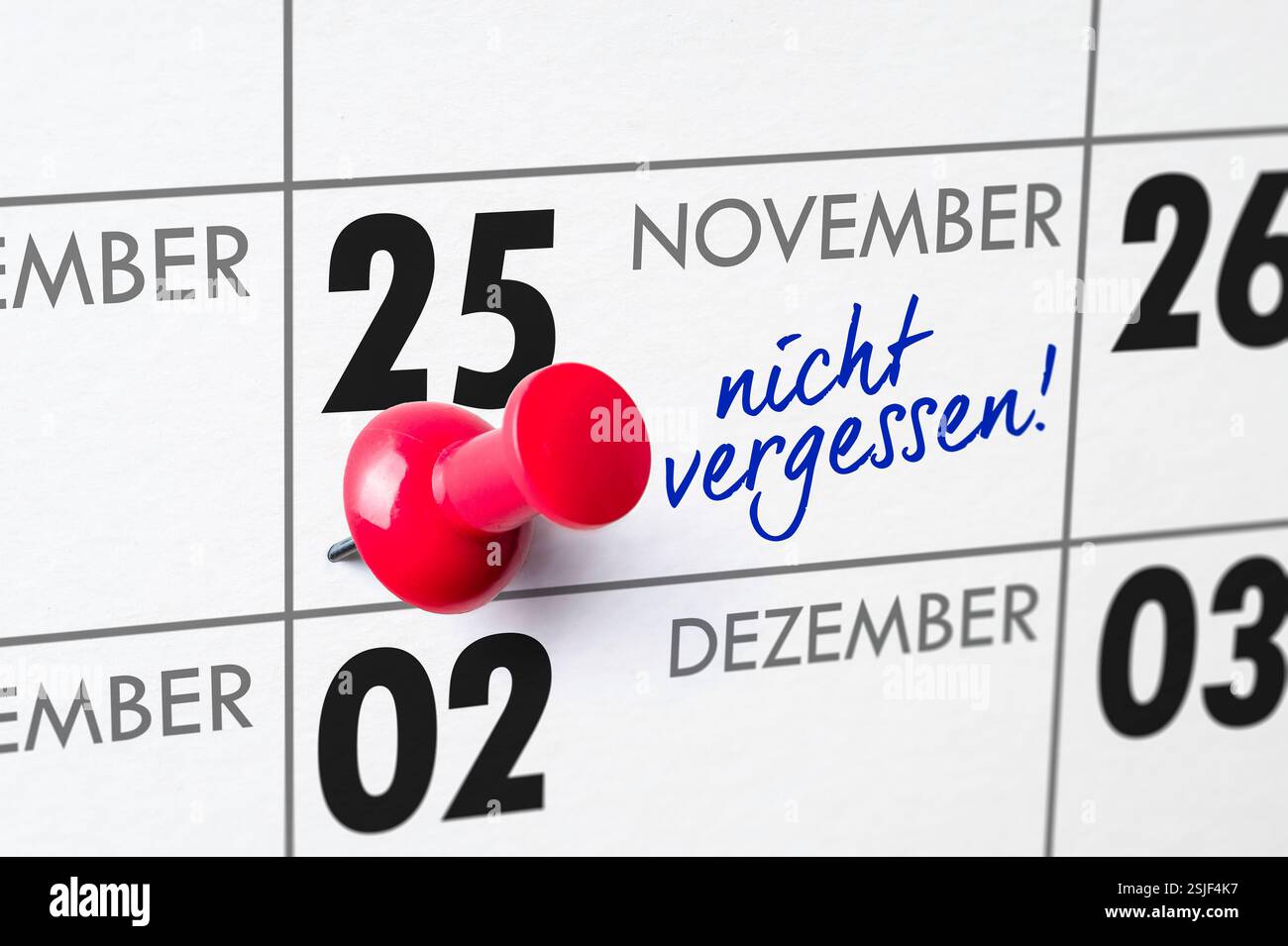 Calendrier mural - novembre 25 Banque D'Images