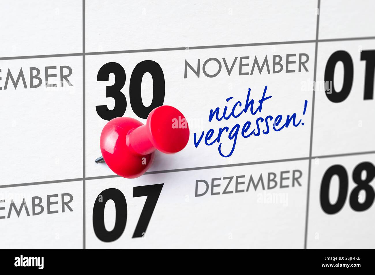 Calendrier mural - novembre 30 Banque D'Images