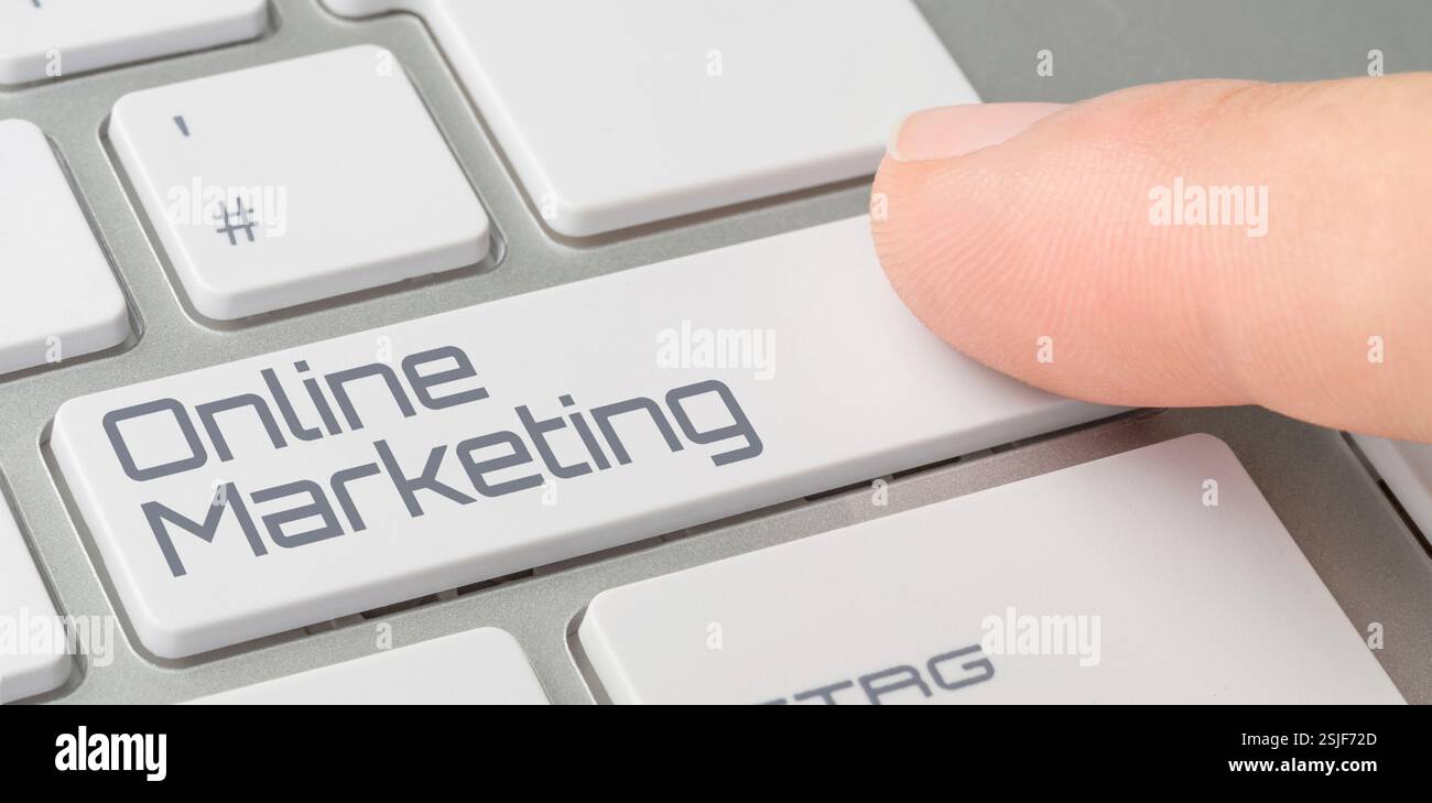 Clavier avec touche étiquetée - Marketing en ligne Banque D'Images