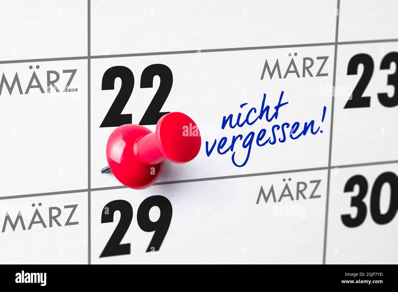 Calendrier mural - 22 mars Banque D'Images