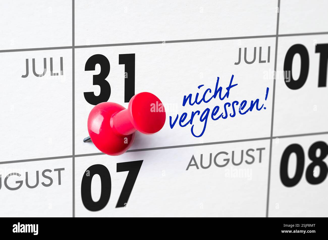 Calendrier mural - juillet 31 Banque D'Images
