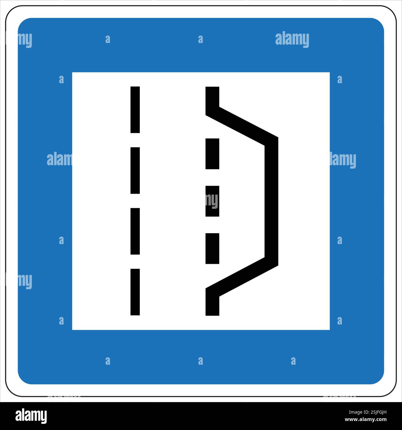 Panneau de signalisation indiquant une voie se terminant par une zone d'embranchement Illustration de Vecteur