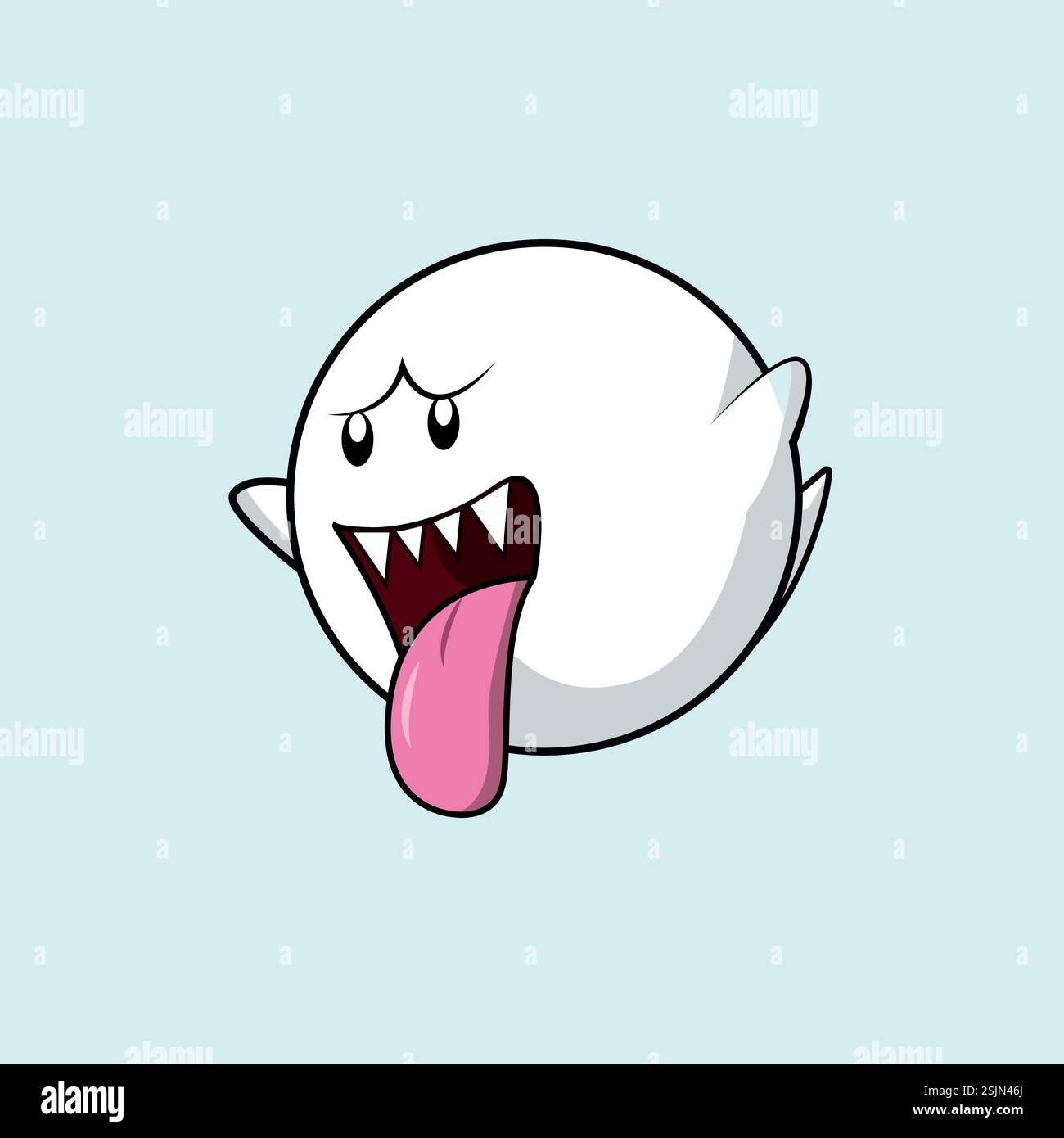 Émoticône de chat de médias sociaux fantôme. Emoji mignon Illustration de Vecteur