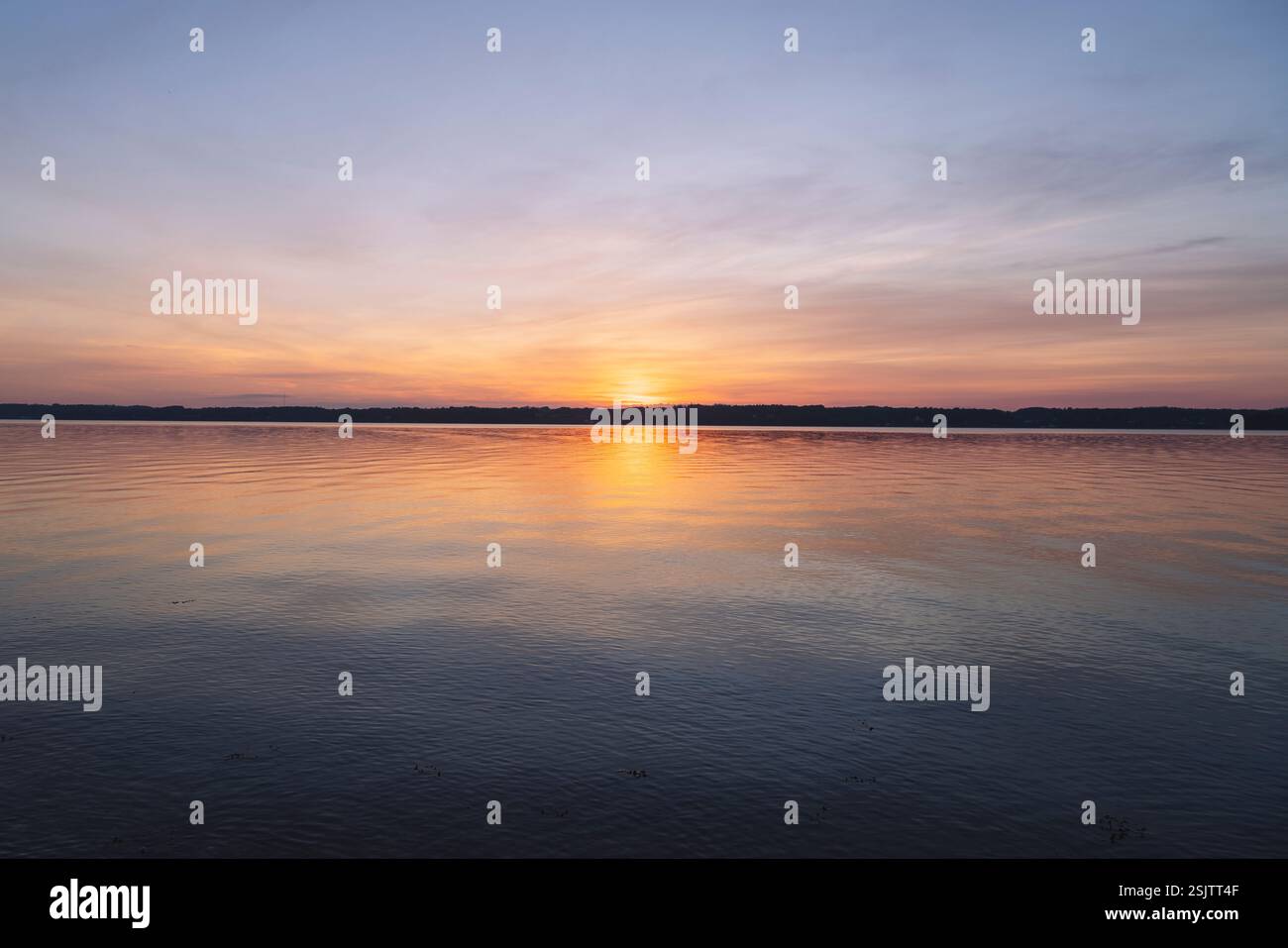 Vallée de printemps, Glücksburg, coucher de soleil Banque D'Images