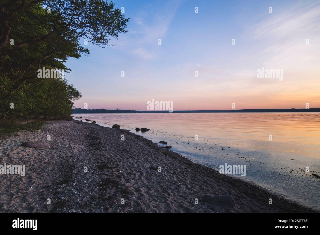 Vallée de printemps, Glücksburg, coucher de soleil Banque D'Images