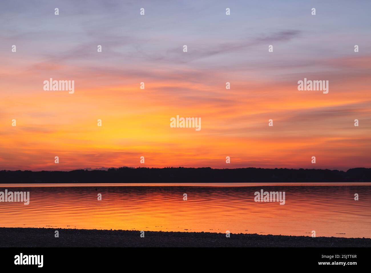 Vallée de printemps, Glücksburg, coucher de soleil Banque D'Images