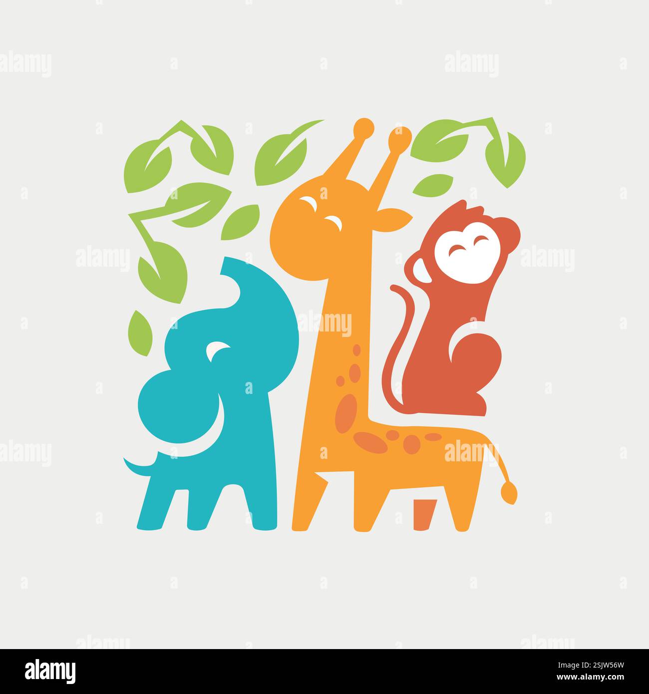 Illustration vectorielle de dessins animés de marque d'animaux mignons Illustration de Vecteur