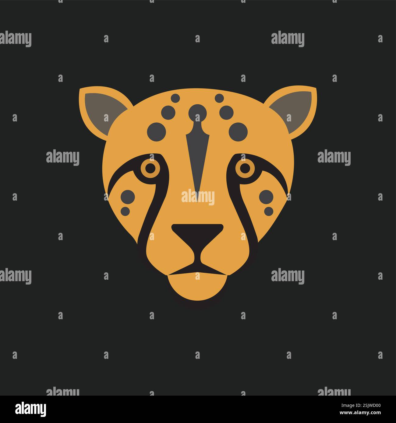 La tête d'un guépard est représentée sur un fond noir Illustration de Vecteur