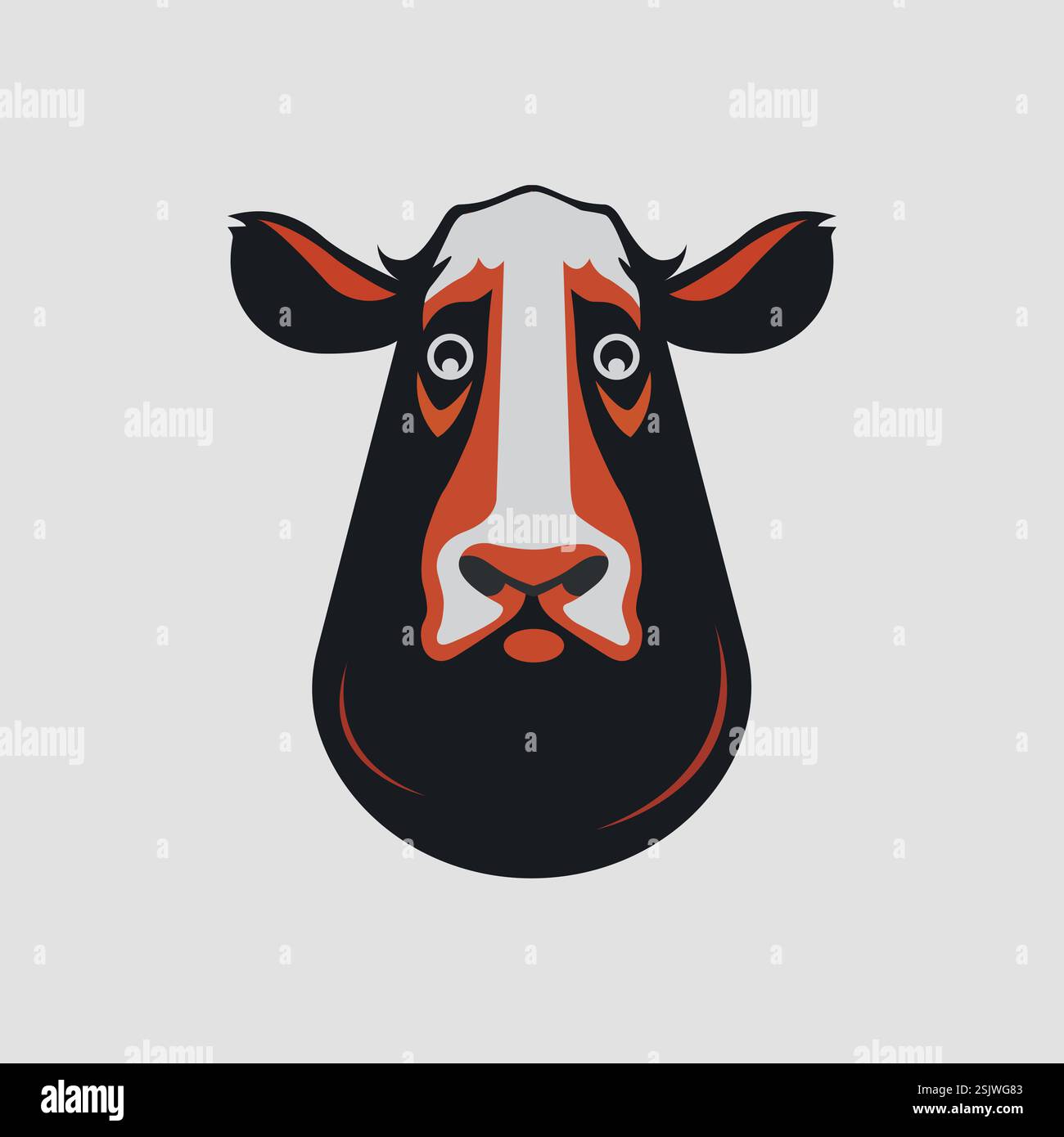 Une vache noire et blanche au visage noir Illustration de Vecteur