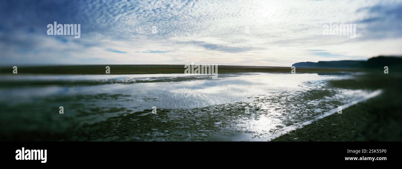 Vue panoramique sur la côte, Westfjords, Islande Banque D'Images