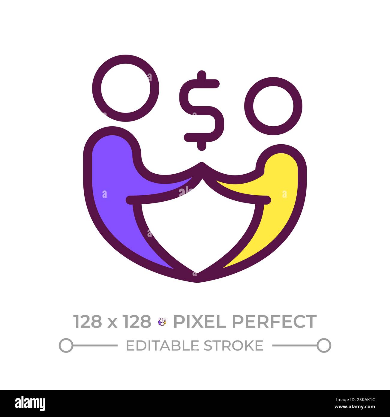 Icône de couleur RGB pixel Perfect de prise en charge de la famille financière Illustration de Vecteur