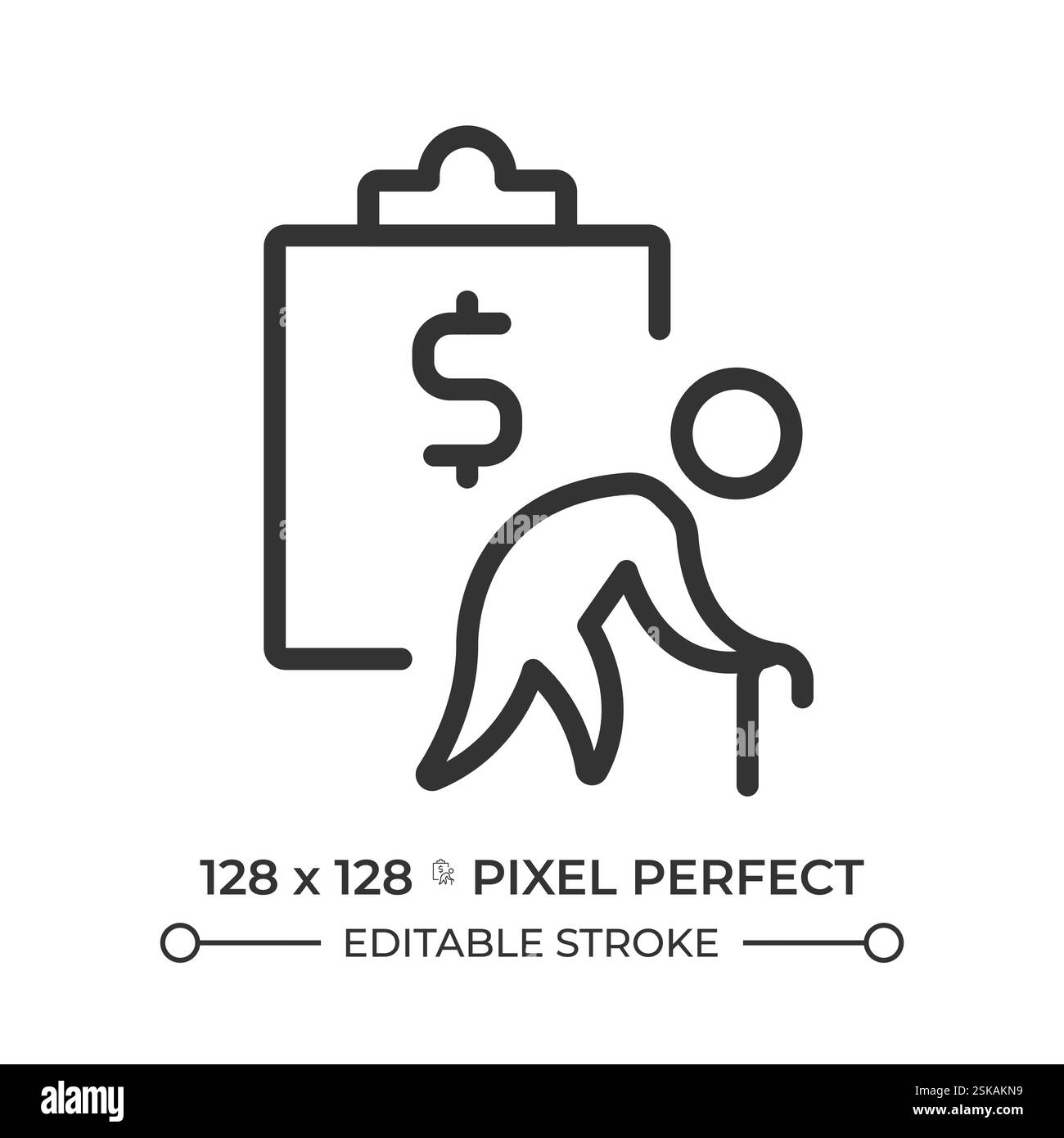 Icône linéaire pixel Perfect du plan de retraite Illustration de Vecteur